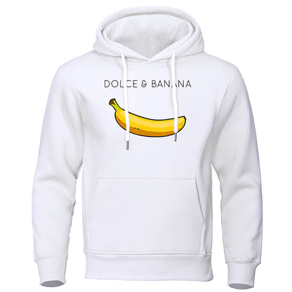 Sudadera con capucha de forro polar con estampado de plátano para hombre y mujer