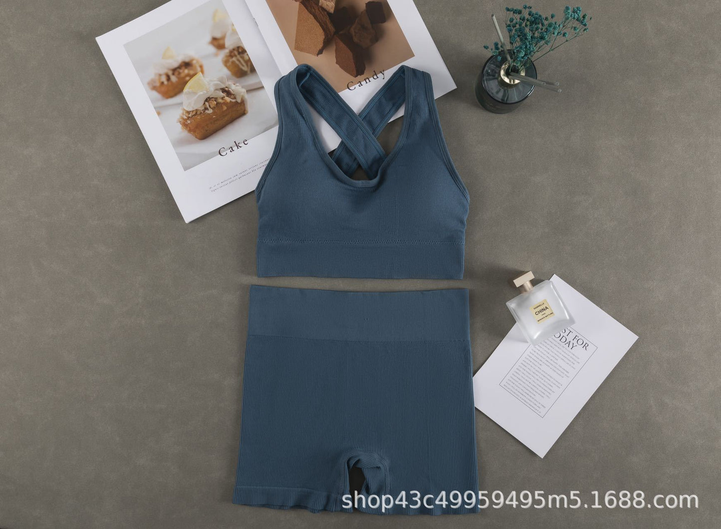 Women Fashion Casual Solid Color Camisole Sports Shorts Set