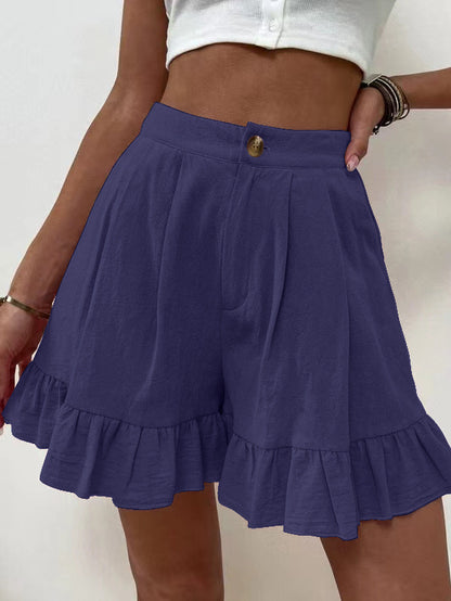 Women Fashion Casual Loose Wide Leg High Waist Shorts