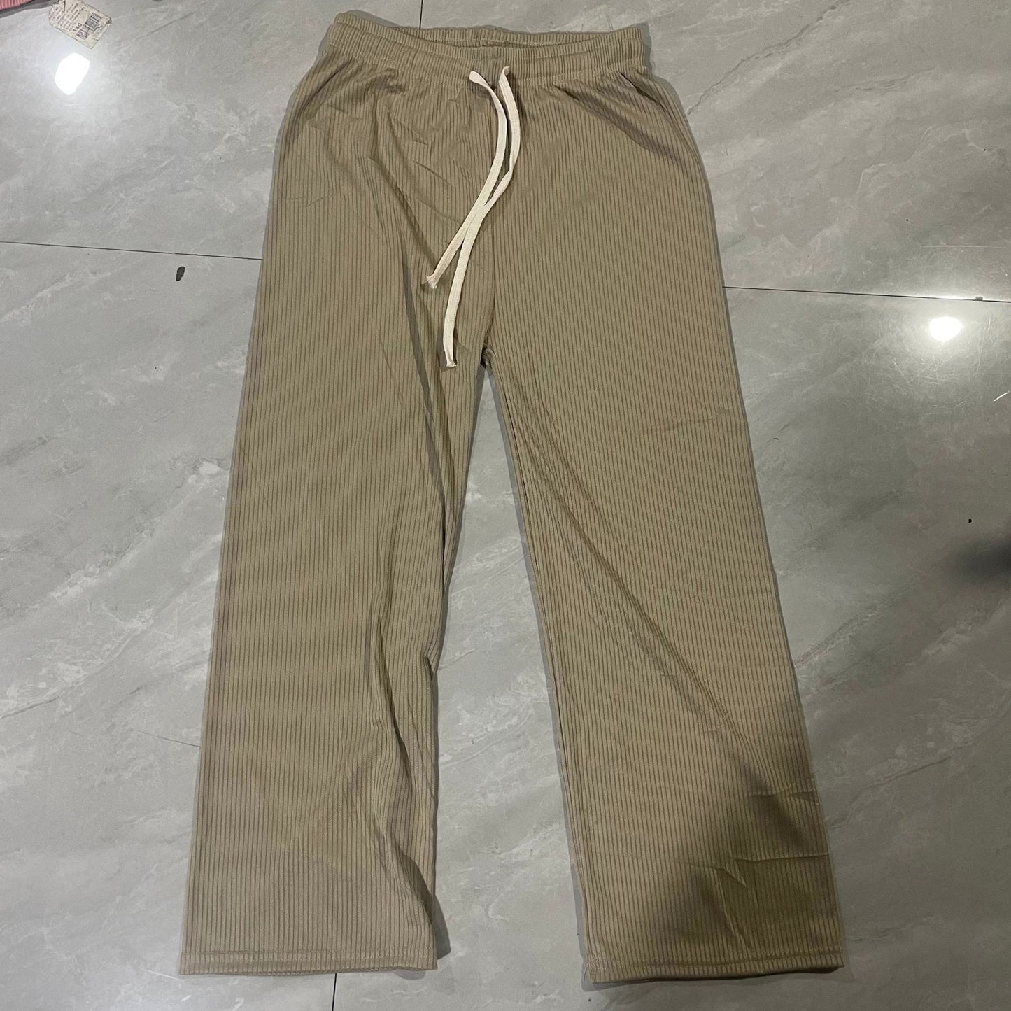 Pantalones casuales de pierna ancha y holgados de color sólido para mujer