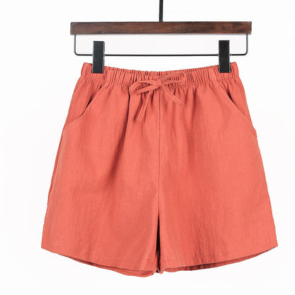 Women Linen Cotton Linen Sports Casual Wide Leg Shorts
