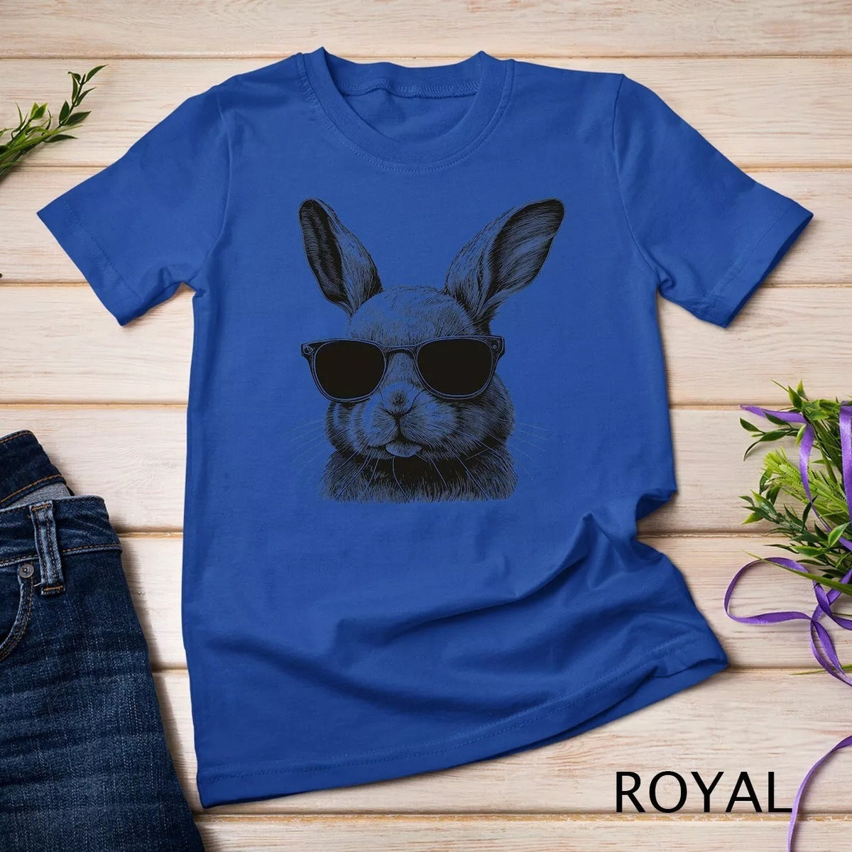 Camiseta holgada informal con estampado de conejo de Pascua para mujer
