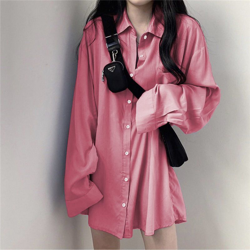 Fleece-Lined Thickened Plus Size Long Sleeve Shirt Women Casual Solid Color Loose Blouse