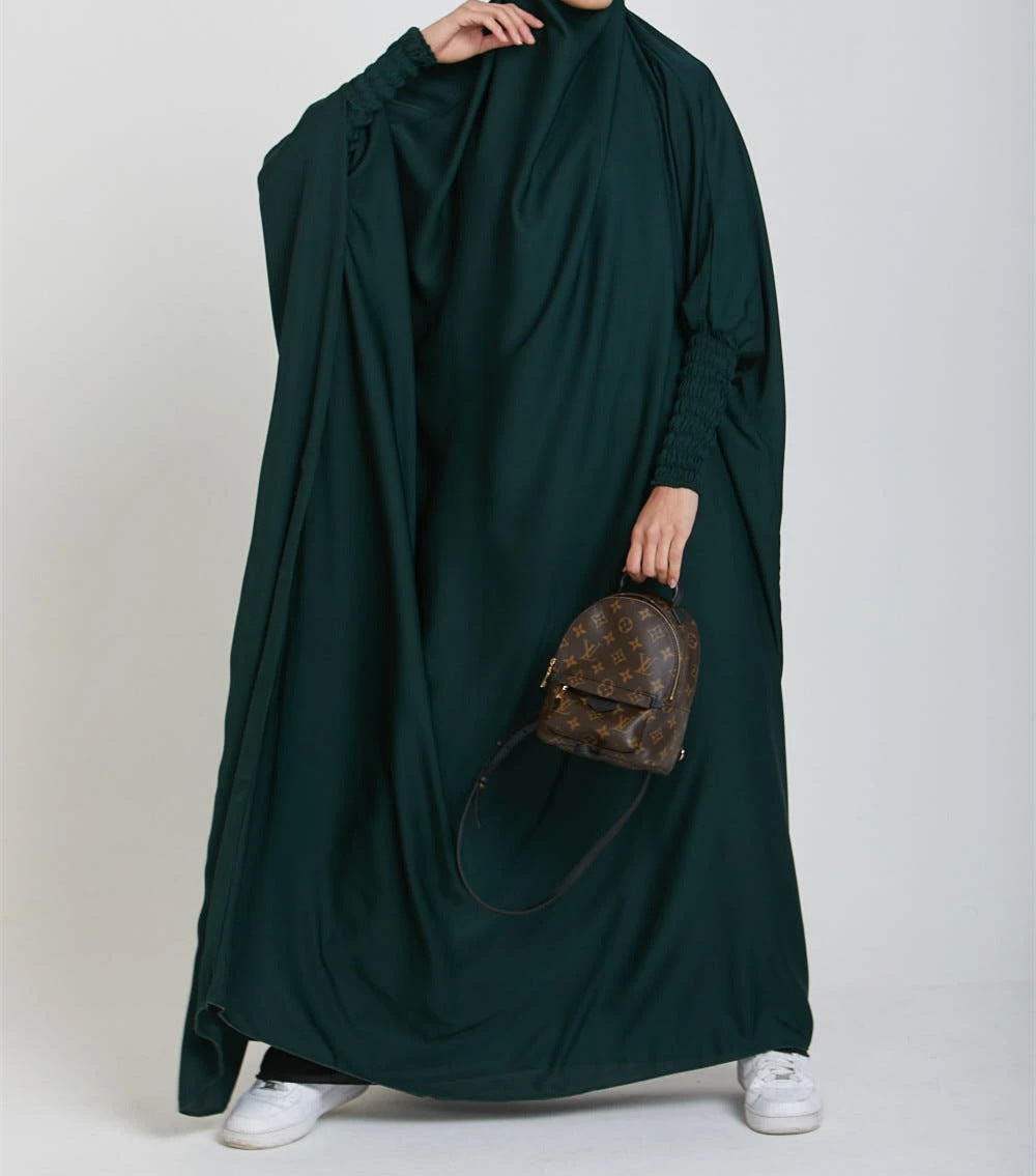 Women Casual Solid Color Abaya Long Sleeve Maxi Dress