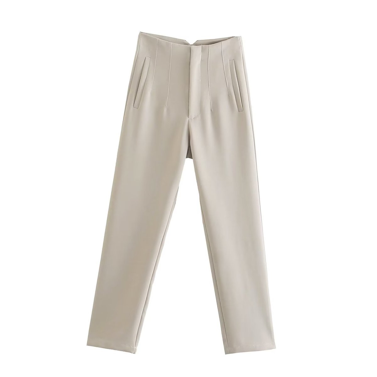 Women Fashion Casual Solid Color High Waist Pants