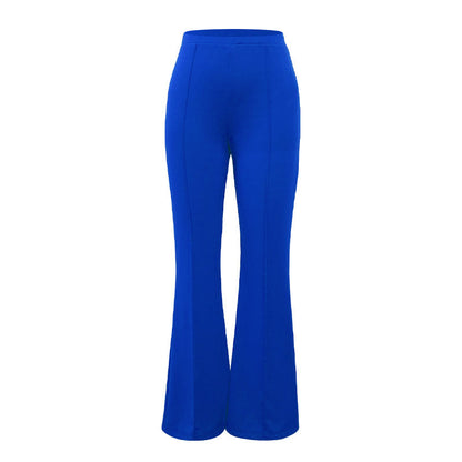 Women Fashion Casual Solid Color Wide Leg Micro-Flared Pants
