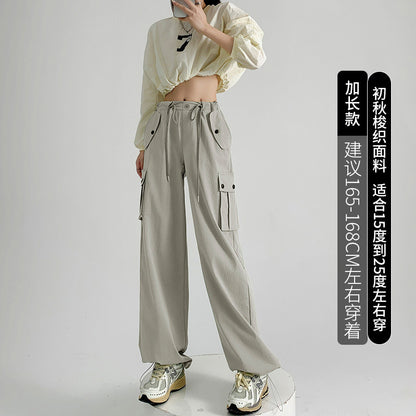 Pantalones cargo casuales de color sólido a la moda para mujer