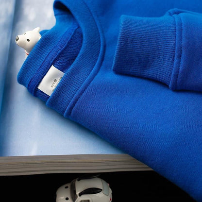 Sudadera informal de manga larga con cuello redondo y color caramelo de macarrón para mujer