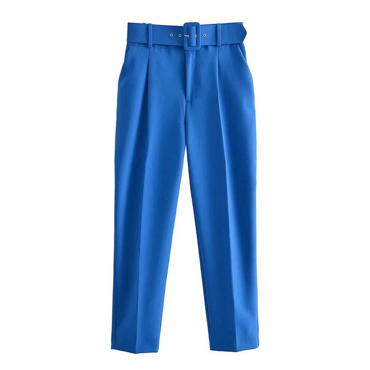 Pantalones casuales de pierna recta de color sólido para mujer