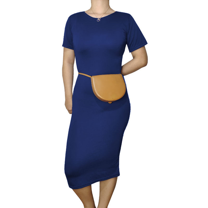 Vestido básico casual de manga corta para mujer