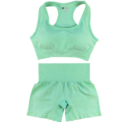 Conjunto deportivo de 2 piezas para mujer, informal, ajustado, de color sólido, con cuello en U, sin mangas y pantalones cortos