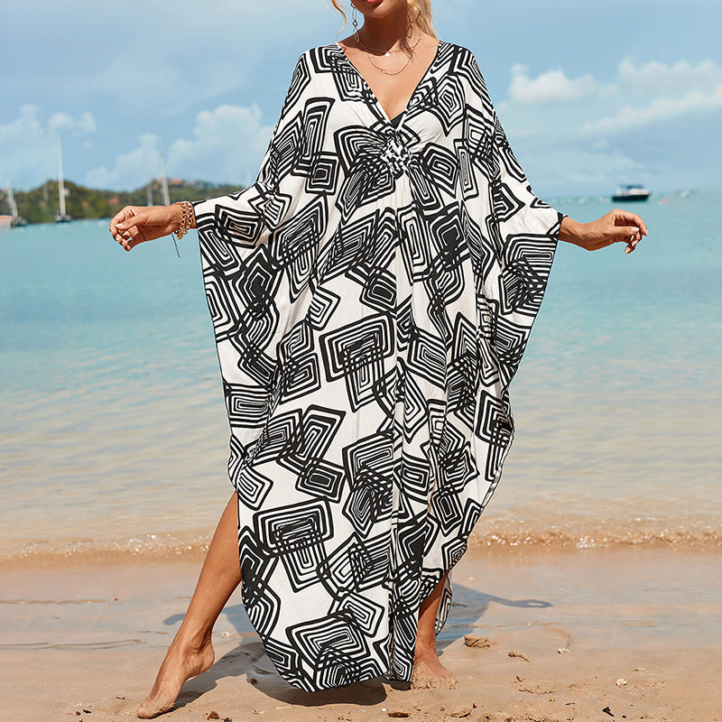 Traje de baño de verano para mujer, informal, estampado, holgado, protector solar