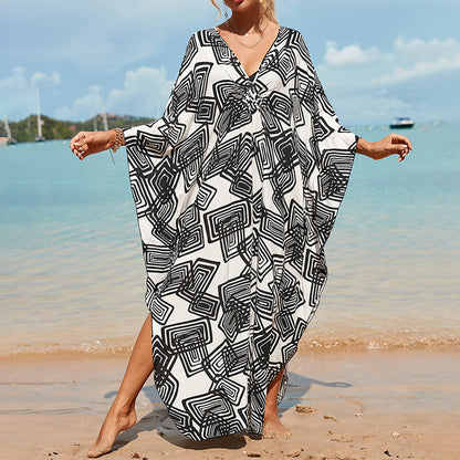 Traje de baño de verano para mujer, informal, estampado, holgado, protector solar