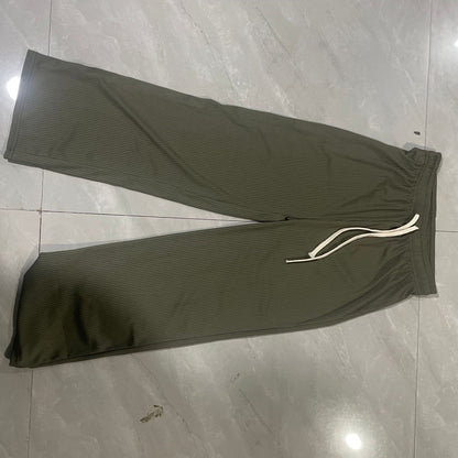 Pantalones casuales de pierna ancha y holgados de color sólido para mujer