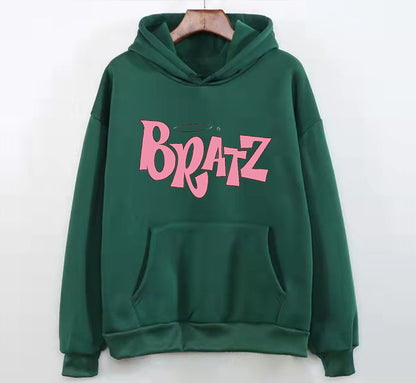 Sudadera con capucha de forro polar con estampado de letras para hombre y mujer, moda informal de otoño e invierno