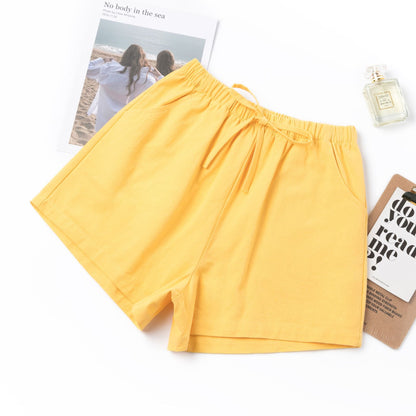 Women Casual Loose High Waist Solid Color Wide-Leg Shorts