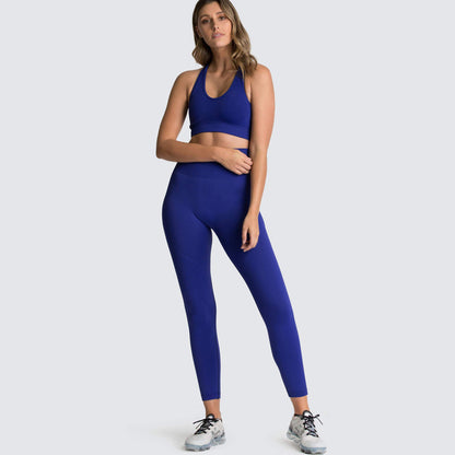 Conjunto deportivo de 2 piezas para mujer, informal, de color sólido, sin mangas, con pantalones ajustados