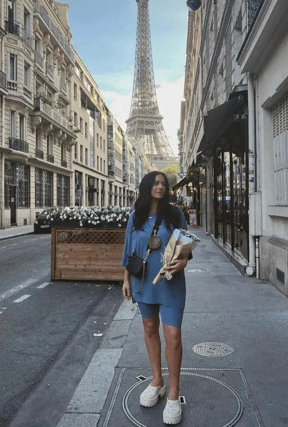 Casual Fashion Women Solid Color Loose T-Shirt And Shorts Set