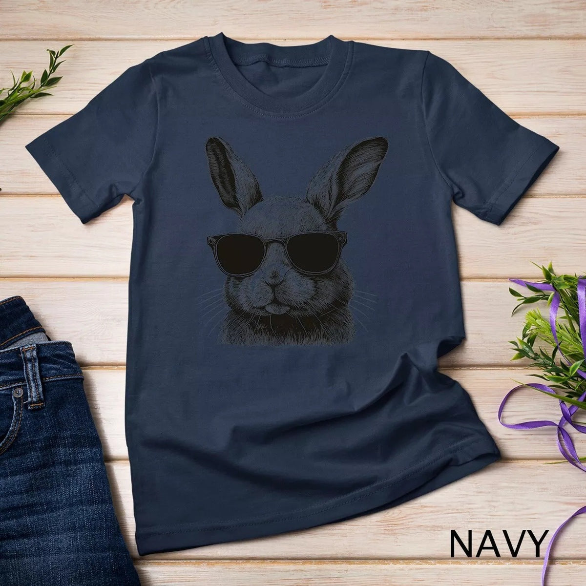 Camiseta holgada informal con estampado de conejo de Pascua para mujer