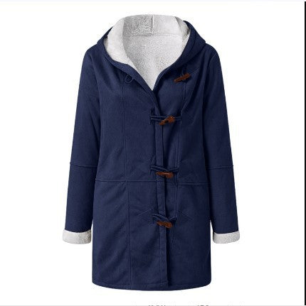 Abrigo de felpa cálido con capucha y forro polar de manga larga informal de invierno para mujer de talla grande