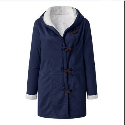 Abrigo de felpa cálido con capucha y forro polar de manga larga informal de invierno para mujer de talla grande