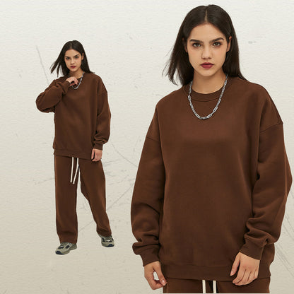 Sudadera gruesa con forro polar, holgada, informal, de color liso, a la moda para hombre