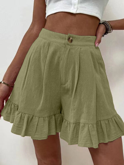 Women Fashion Casual Loose Wide Leg High Waist Shorts