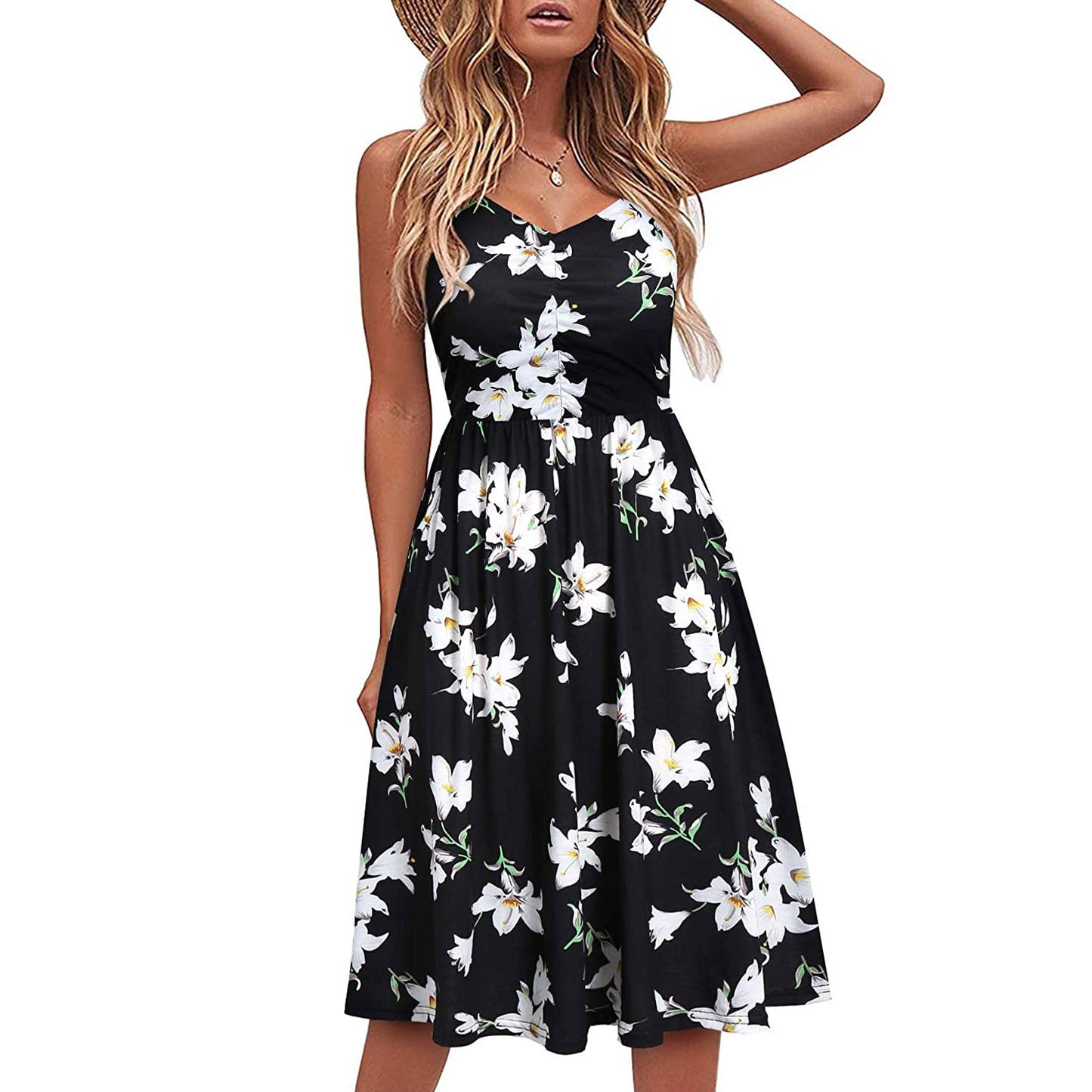 Summer Casual Vacation Women Floral Print Sundress