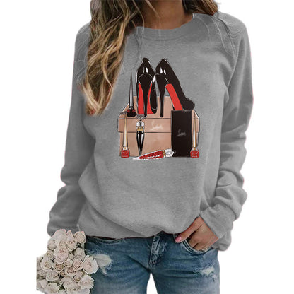 Sudadera con capucha de manga larga y cuello redondo con estampado informal a la moda para mujer