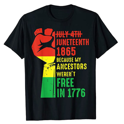 Camiseta unisex informal de manga corta con estampado de letras africanas Juneteenth