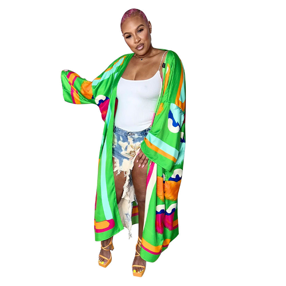 Cárdigan holgado con estampado gráfico informal de estilo bohemio para mujer