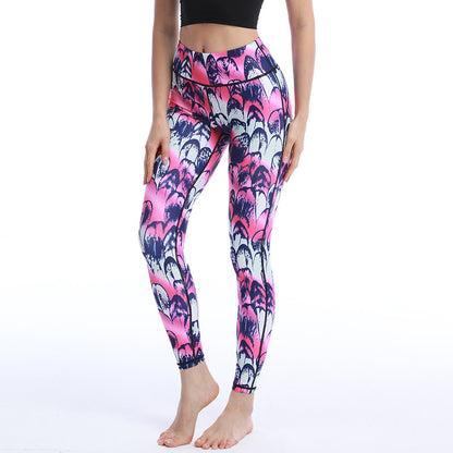 Women Casual High Waist Floral Printed Quick Drying Camouflage Yoga Leggings