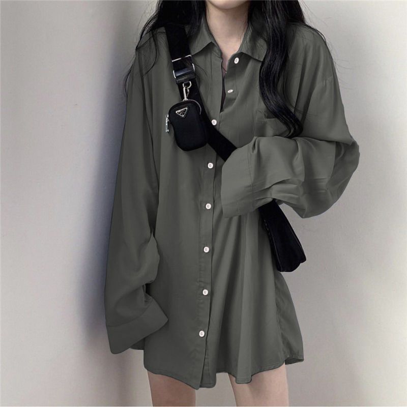 Fleece-Lined Thickened Plus Size Long Sleeve Shirt Women Casual Solid Color Loose Blouse