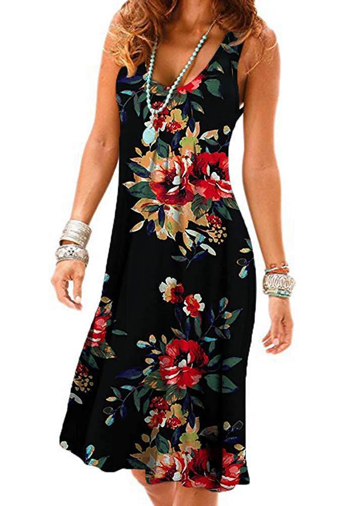 Women Casual Solid Color Loose Pleated Sleeveless Dress