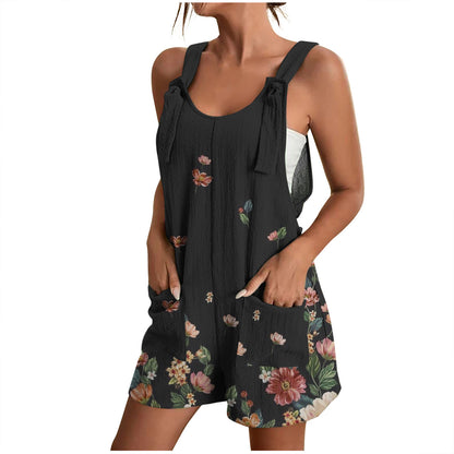 Women Fashion Casual Floral Printing Loose Romper