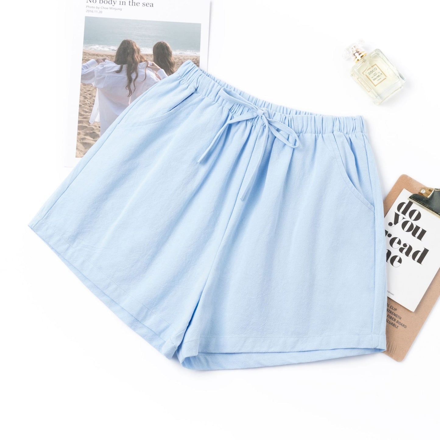 Women Casual Loose High Waist Solid Color Wide-Leg Shorts