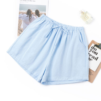 Women Casual Loose High Waist Solid Color Wide-Leg Shorts