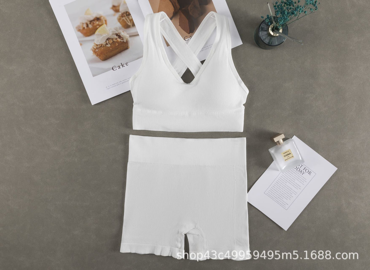 Women Fashion Casual Solid Color Camisole Sports Shorts Set