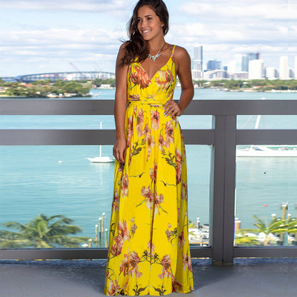 Vestido camisola holgado con cuello en V y estampado floral para mujer, informal, de vacaciones