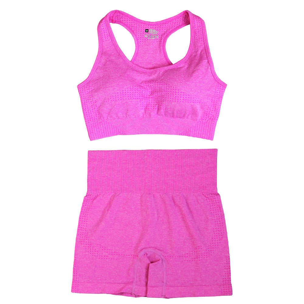 Conjunto deportivo de 2 piezas para mujer, informal, ajustado, de color sólido, con cuello en U, sin mangas y pantalones cortos