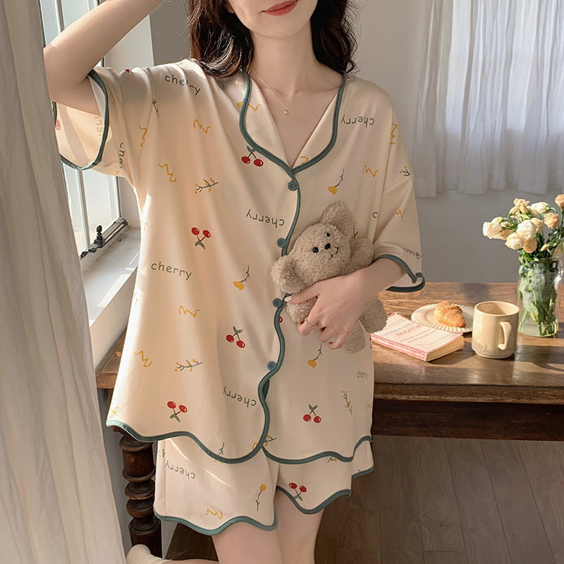 Conjunto de pijama informal de manga corta y pantalones cortos para mujer