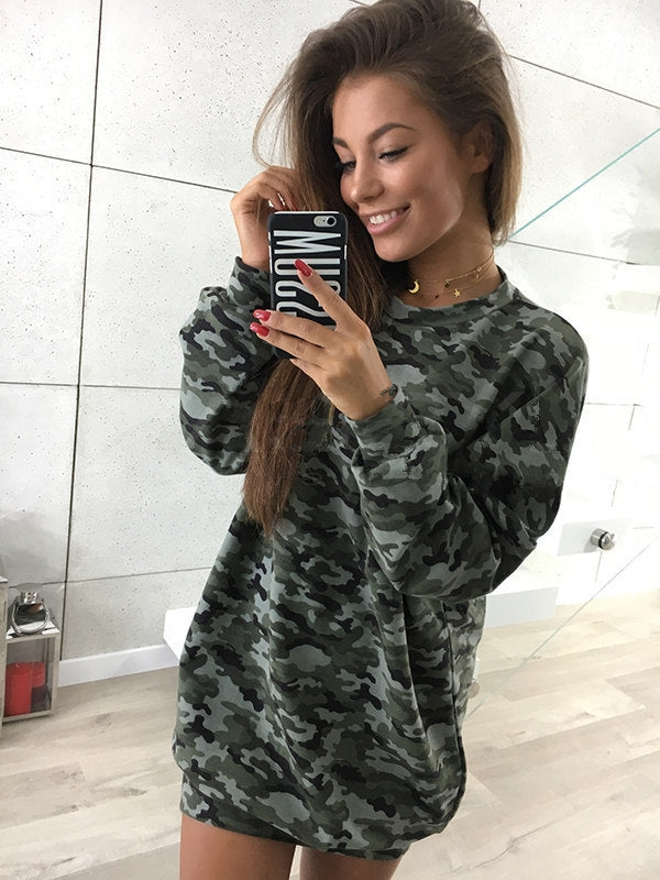 Women Winter Casual Round Neck Loose Dress