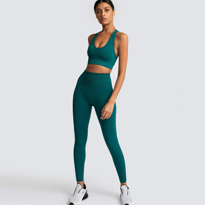 Conjunto deportivo de 2 piezas para mujer, informal, de color sólido, sin mangas, con pantalones ajustados