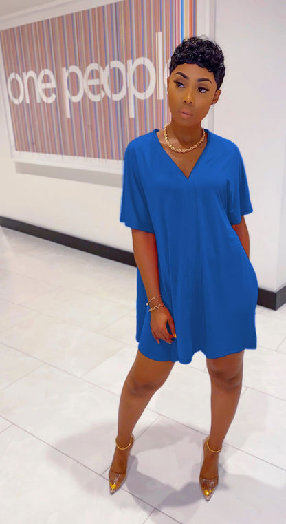 Conjunto de dos piezas de top y pantalones cortos con abertura lateral, manga corta, escote en V, color liso, básico e informal para mujer