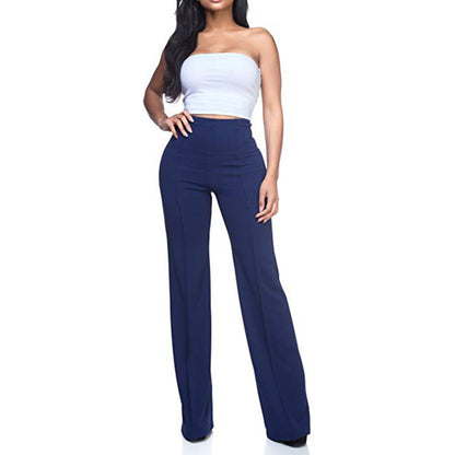 Women Fashion Casual Solid Color Wide Leg Micro-Flared Pants