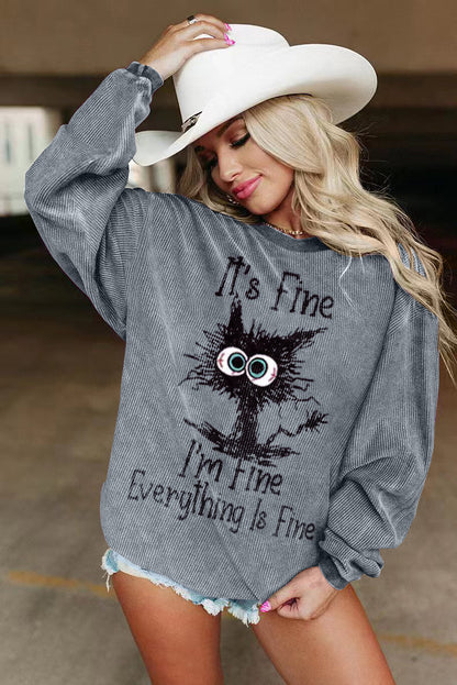 Sudadera informal de manga larga con cuello redondo y estampado de letras para mujer