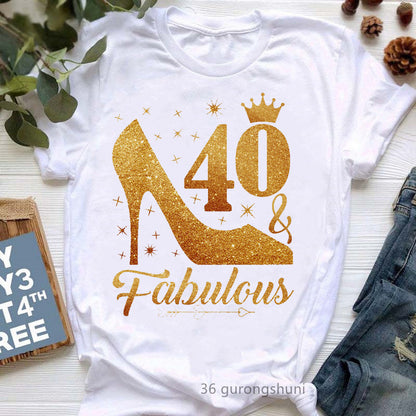 Camiseta informal de manga corta con letras de cumpleaños para mujer, talla grande