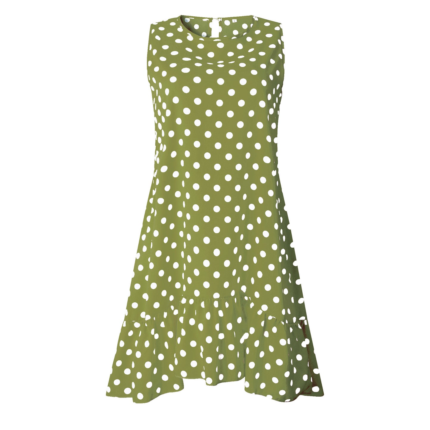 Women Bohemian Summer Polka Dot Sleeveless Ruffled Beach Mini Casual Sundress Fashion Dress