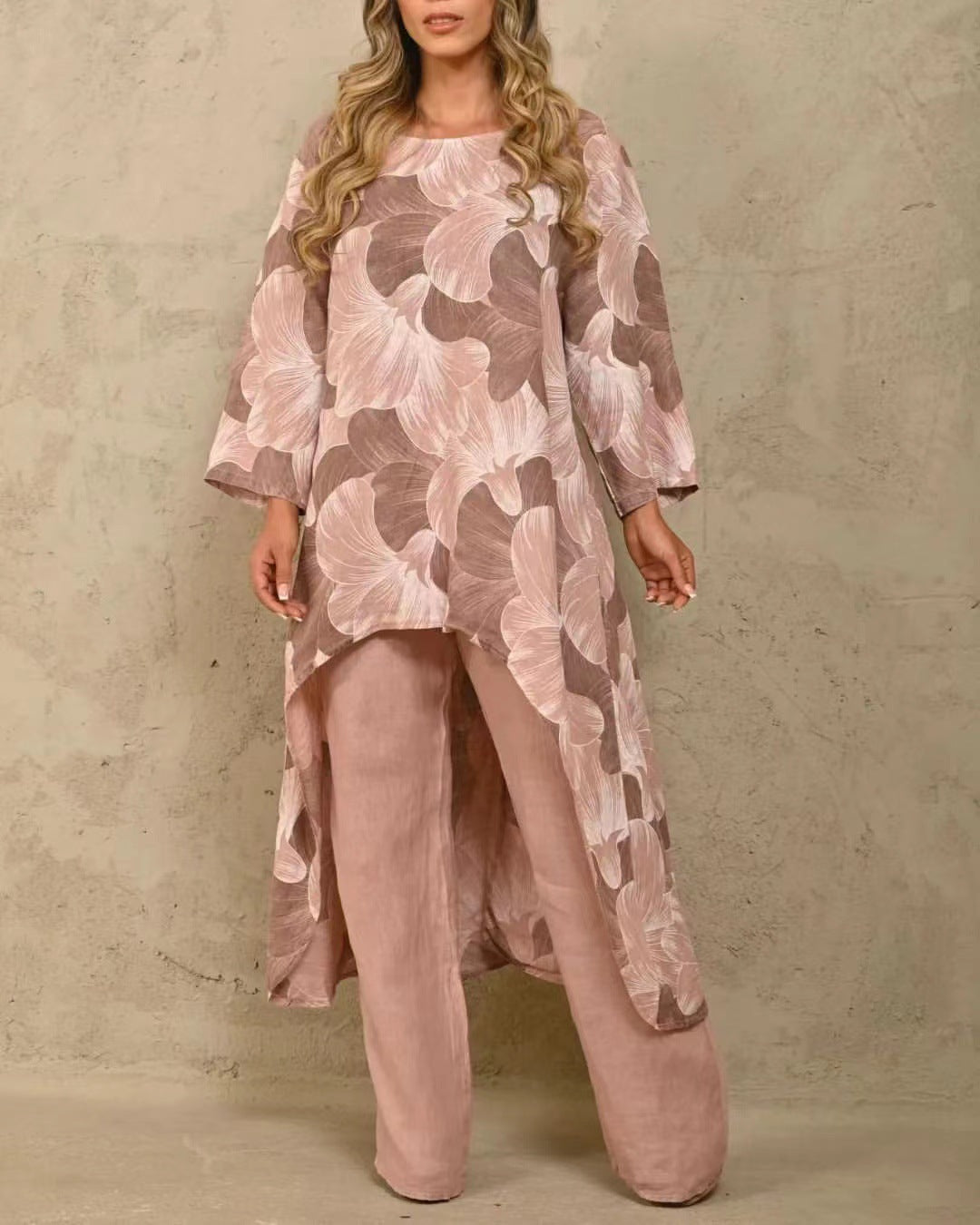 Conjunto de pantalones de manga larga con estampado informal a la moda para mujer