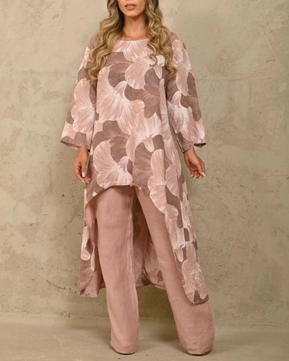 Conjunto de pantalones de manga larga con estampado informal a la moda para mujer